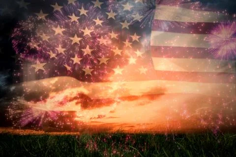 Composite image of colourful fireworks exploding on black background Stock Illustration