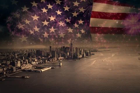 Composite image of colourful fireworks exploding on black background Stock Illustration