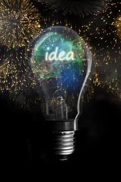 Composite image of colourful fireworks exploding on black background Illustrazione stock