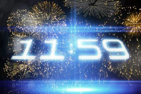 Composite image of colourful fireworks exploding on black background Stock Illustration