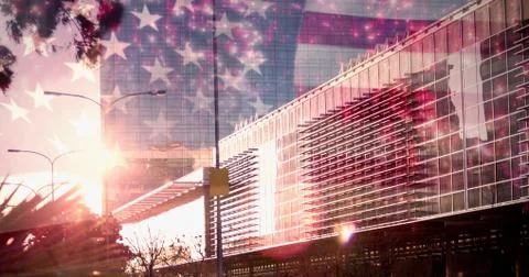 Composite image of colourful fireworks exploding on black background 写真素材