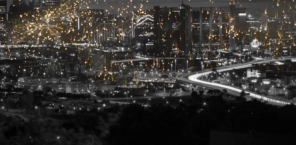 Composite image of colourful fireworks exploding on black background Stock Photos