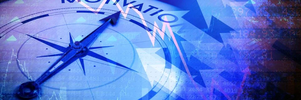 Composite image of compass pointing to motivation Ilustración de archivo