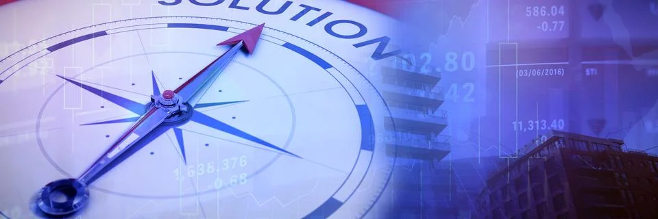 Composite image of compass pointing to solution Ilustración de archivo