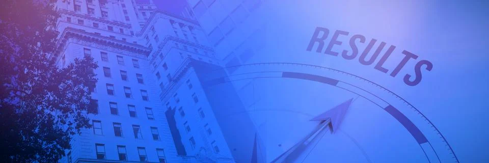 Composite image of compass with result text Ilustración de archivo