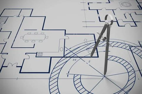 Composite image of composite of drawing compass Illustrazione stock