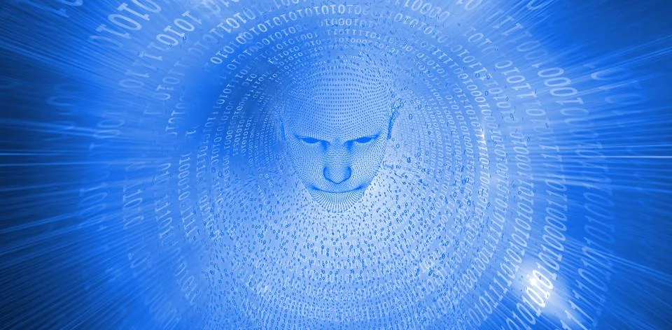 Composite image of composite illustration of pixelated 3d woman Stock Illustration