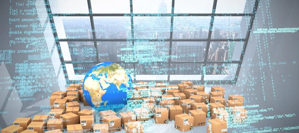 Composite image of composite image of binary codes Illustrazione stock