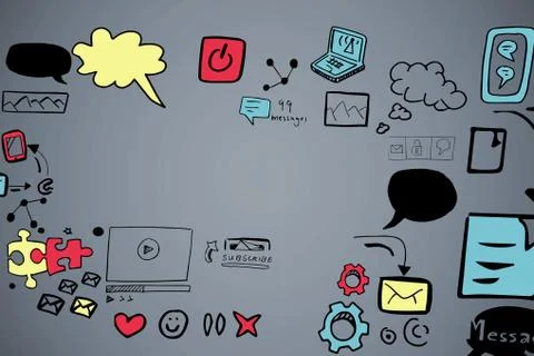 Composite image of composite image of business icons against white background Stock Illustration