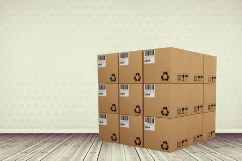 Composite image of composite image of cardboard boxes 스톡 일러스트