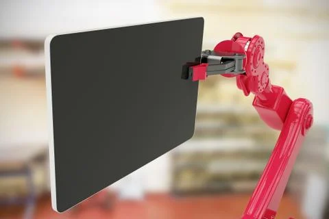 Composite image of composite image of digital tablet held by machine 3d Stock Illustration