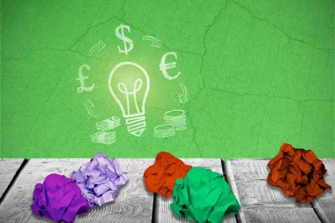 Composite image of composite image of green crumpled paper 3d Stock Photos