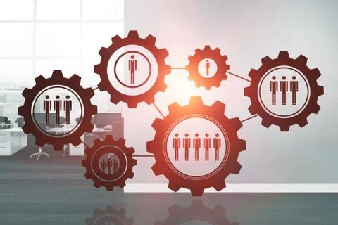 Composite image of composite image of human representations in gears Foto stock