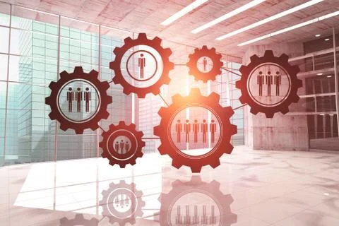 Composite image of composite image of human representations in gears Stock Photos