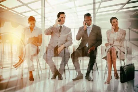 Composite image of composite image of human representations in gears Stock Photos