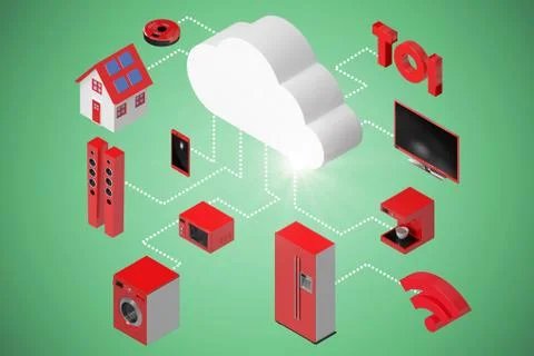 Composite image of composite image of icons and cloud 3d Stock Illustration