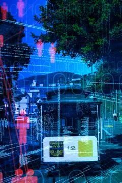 Composite image of composite image of illustration of virtual data 写真素材