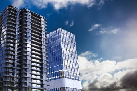 Composite image of composite image ofÂ 3d office buildings Ilustración de archivo