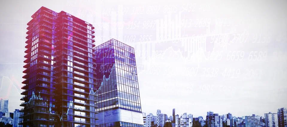 Composite image of composite image ofÂ 3d office buildings Stock Illustration