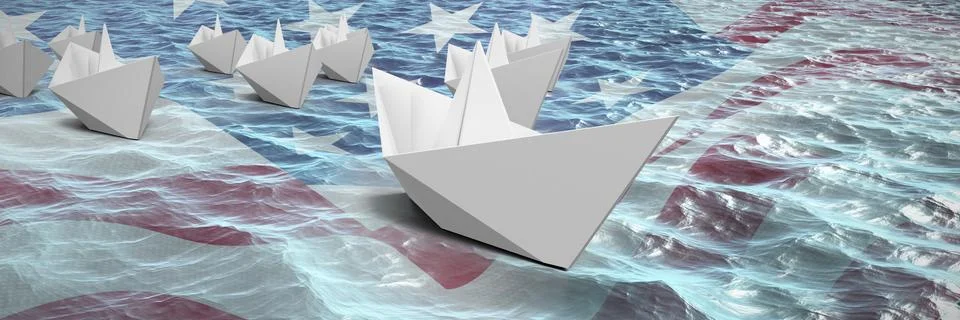 Composite image of composite image of paper boats Stock Illustration