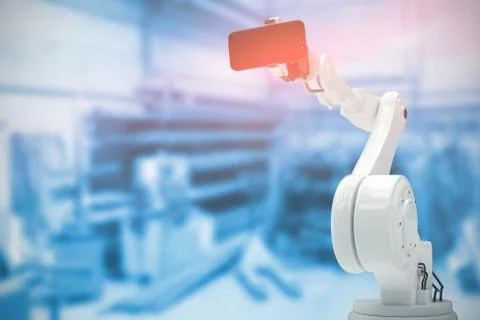 Composite image of composite image of robot holding mobile phone 3d Stock Illustration