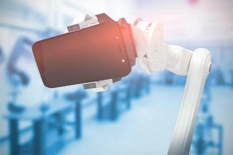 Composite image of composite image of robot holding mobile phone 3d Stock Illustration
