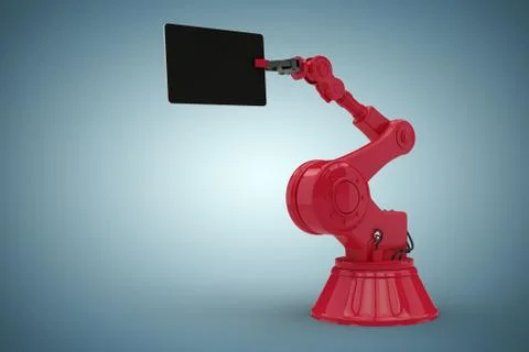 Composite image of composite image of robot holding computer tablet 3d イラスト素材