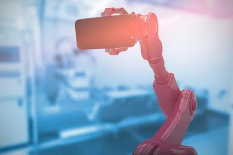 Composite image of composite image of robot showing mobile phone 3d Stock Illustration