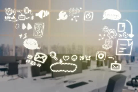 Composite image of composite image of social media symbols  3d イラスト素材
