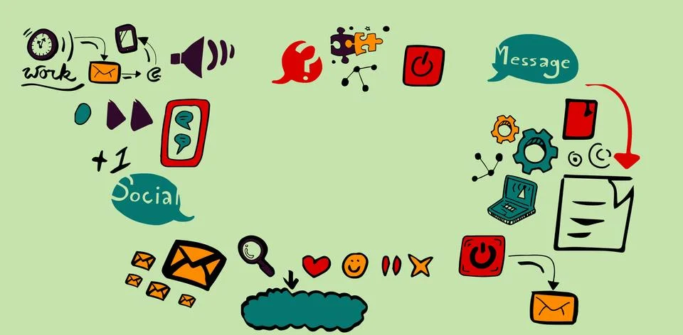 Composite image of composite image of social media symbols Illustrazione stock