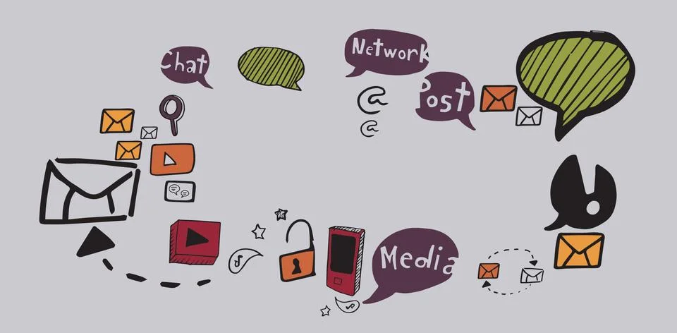 Composite image of composite image of social media icons イラスト素材