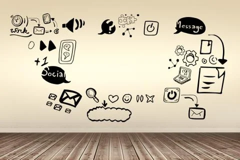 Composite image of composite image of social media symbols Stockillustratie
