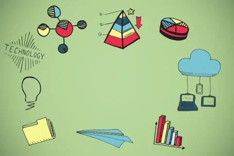 Composite image of composite image of statistics icons Stock Illustration