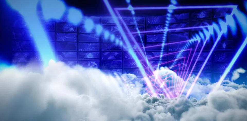 Composite image of composite image of triangle design with glowing light Stock Photos