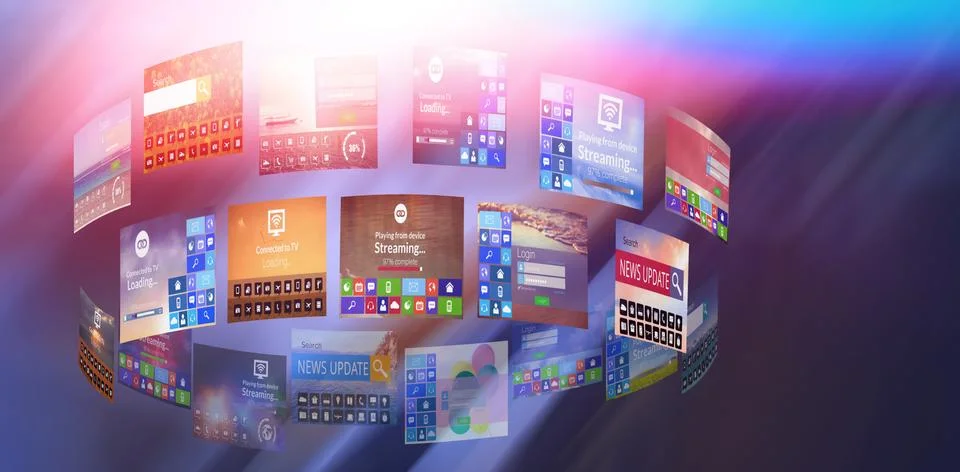 Composite image of composite image of various screens Stock Photos