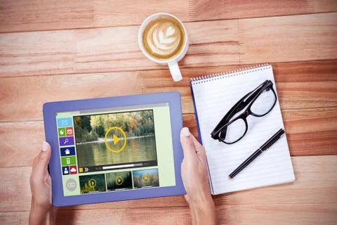 Composite image of composite image of various video and computer icons Foto stock