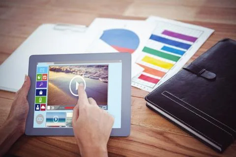 Composite image of composite image of various video and computer icons Foto stock