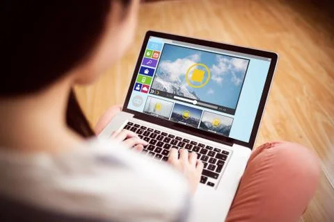 Composite image of composite image of various video and computer icons Foto stock