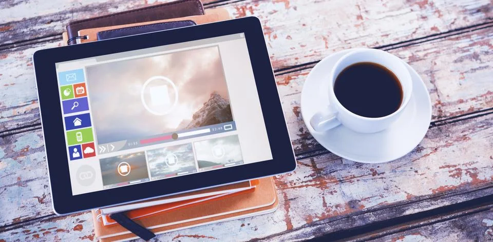 Composite image of composite image of various video and computer icons displayed Stock Photos