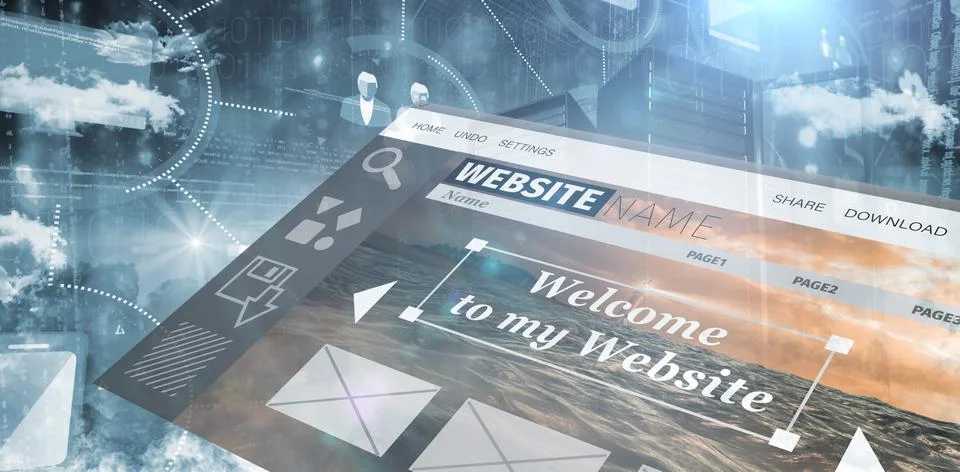 Composite image of composite image of website interface 스톡 일러스트