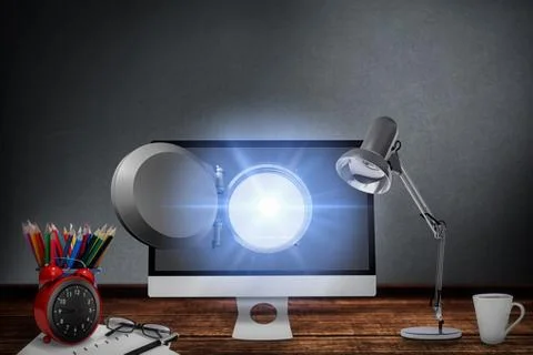 Composite image of computer against white background 库存插图