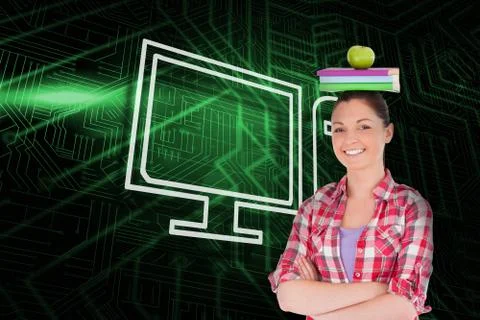 Composite image of computer and student Stock Illustration