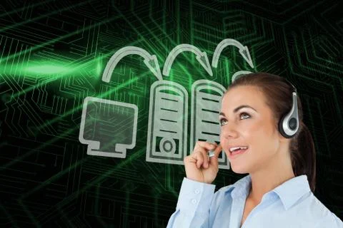 Composite image of computer connection and call centre worker Illustrazione stock