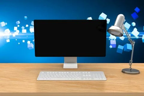 Composite image of computer on a desk Illustrazione stock