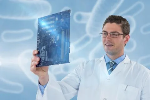 Composite image of computer engineer holding motherboard 3d Stock Photos