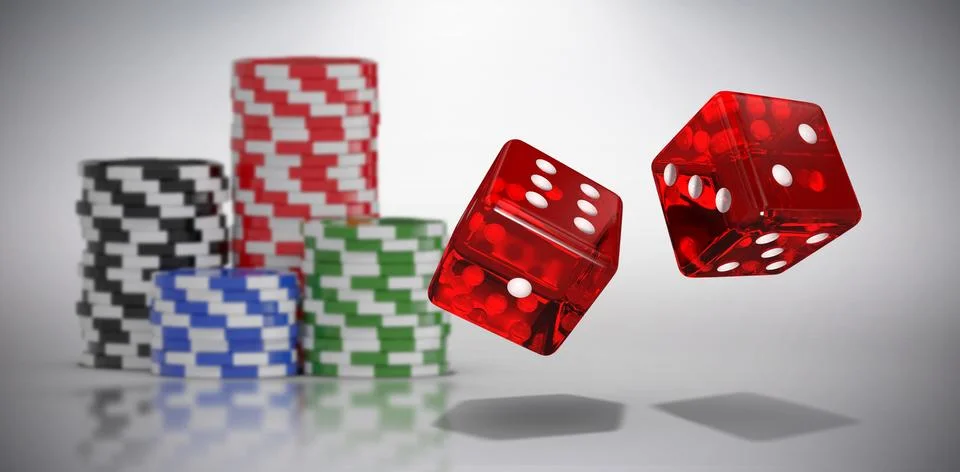Composite image of computer generated 3d image of red dice Stockillustratie