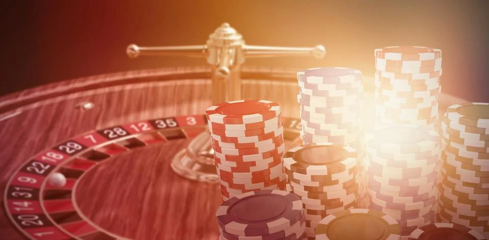 Composite image of computer generated 3d image of gambling chips Foto stock