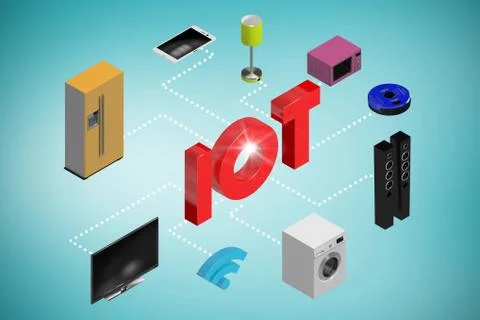 Composite image of computer generated image of appliances 3d Illustrazione stock