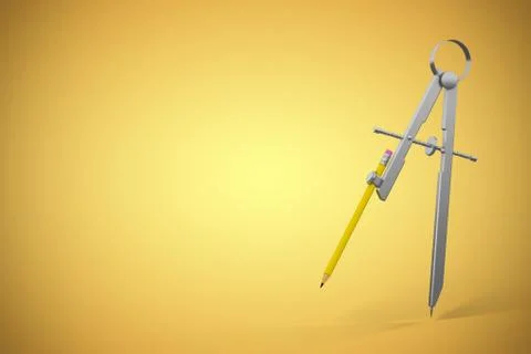 Composite image of computer generated image of drawing compass with pencil Stock Illustration