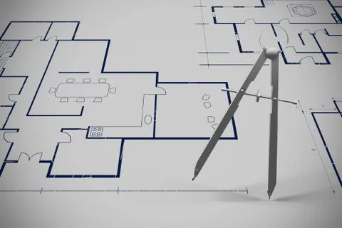 Composite image of computer generated image of drawing compass Illustrazione stock